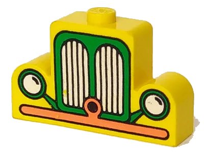 LEGO onderdeel Brick, Modified 1 x 4 x 2 Center Stud Top with Car Grille Fabuland orange/green Pattern (4088px4)