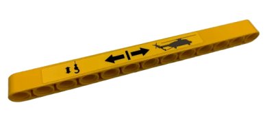 LEGO onderdeel Technic, Liftarm Thick 1 x 13 with Black Helicopter, Hook and Arrows Pattern (Sticker) - Set 9396 (41239pb020)