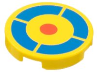 LEGO part Tile, Round 2 x 2 with Blue and Red Archery Target Pattern 4150p40