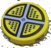 LEGO part Tile, Round 2 x 2 with Gray Cross and Black Points Pattern (Sticker) - Set 5973 4150pb156