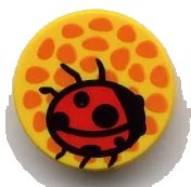 LEGO onderdeel Tile, Round 2 x 2 with Orange Spots / Flower Center and Red Ladybug Pattern (4150px26)