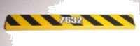 LEGO part Tile 1 x 8 with White '7632' on Black and Yellow Danger Stripes Pattern (Sticker) - Set 7632 4162pb032
