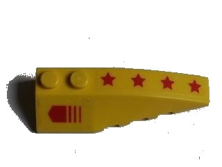 LEGO part Wedge 6 x 2 Right with Red Arrow and 4 Red Stars Pattern (Stickers) - Set 7712 (41747pb048)