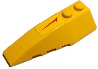 LEGO part Wedge 6 x 2 Left with Red Swoosh with Tick Pointing Towards Sloped Side Pattern (Sticker) - Sets 7660 / 7877 41748pb035a