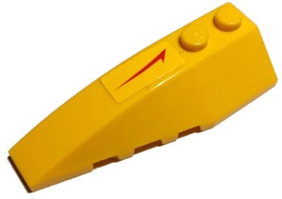 LEGO onderdeel Wedge 6 x 2 Left with Red Swoosh with Tick Pointing Towards Sloped Side Pattern (Sticker) - Sets 7660 / 7877 (41748pb035a)