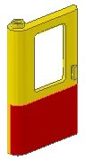 LEGO onderdeel Door 1 x 4 x 5 Train Left, Thin Support at Bottom with Red Bottom Half Pattern 4181p02