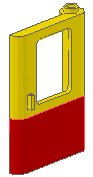 LEGO onderdeel Door 1 x 4 x 5 Train Right, Thin Support at Bottom with Red Bottom Half Pattern (4182p02)
