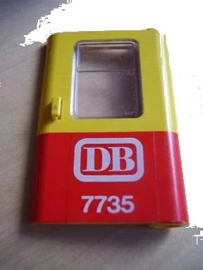 LEGO onderdeel Door 1 x 4 x 5 Train Right, Thin Support at Bottom with Red Bottom Half and 'DB 7735' Pattern (Sticker) - Set 7735 (4182pb004)