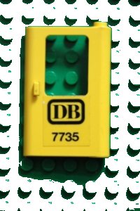 LEGO part Door 1 x 4 x 5 Train Right, Thin Support at Bottom with Black 'DB 7735' Pattern (Sticker) - Set 7735 4182pb005