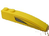 LEGO part Slope, Curved 6 x 1 with Yellow and Dark Bluish Gray Pattern Left (Sticker) - Set 7044 42022pb07L