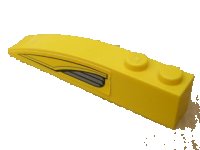 LEGO part Slope, Curved 6 x 1 with Yellow and Dark Bluish Gray Pattern Right (Sticker) - Set 7044 42022pb07R
