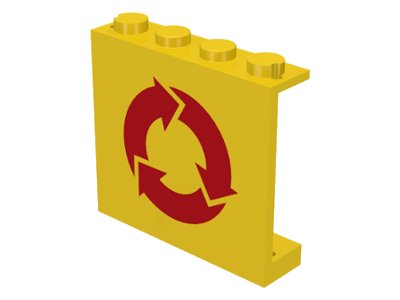 LEGO part Panel 1 x 4 x 3 - Solid Studs with Recycling Arrows Pattern (4215ap08)