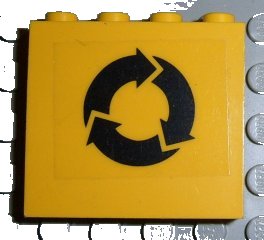 LEGO onderdeel Panel 1 x 4 x 3 with Recycling Arrows Black Pattern (Sticker) - Set 4555 (4215pb041)