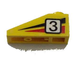 LEGO onderdeel Slope 33 3 x 1 with Black Number 3 on Black and Red Stripes Pattern Model Left Side (Sticker) - Set 6539 (4286pb012L)