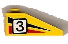 LEGO onderdeel Slope 33 3 x 1 with Black Number 3 on Black and Red Stripes Pattern Model Right Side (Sticker) - Set 6539 (4286pb012R)