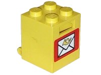 LEGO part Container, Box 2 x 2 x 2 - Solid Studs with Mail Pattern 4345apx1