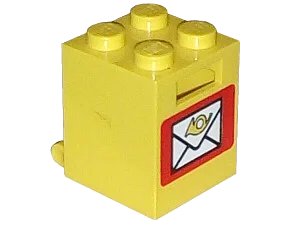LEGO onderdeel Container, Box 2 x 2 x 2 - Solid Studs with Mail Pattern (4345apx1)
