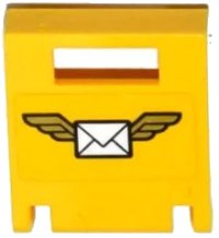 LEGO onderdeel Container, Box 2 x 2 x 2 Door with Slot with Envelope with Wings on Yellow Background Pattern (Sticker) - Set 60100 4346pb33