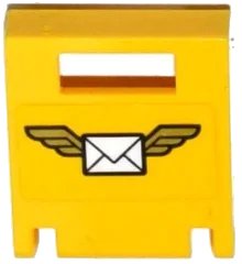 LEGO onderdeel Container, Box 2 x 2 x 2 Door with Slot with Envelope with Wings on Yellow Background Pattern (Sticker) - Set 60100 (4346pb33)