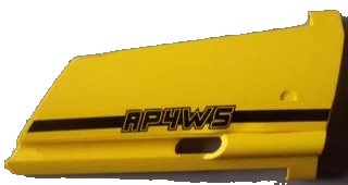 LEGO onderdeel Technic, Panel Fairing #20 Large Long, Small Hole, Side A with 'RP4WS' Pattern (Sticker) - Set 8295 (44350pb019)