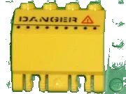 LEGO part Panel 2 x 4 x 3 1/3 with Double Locking 2 Fingers Hinge with 'DANGER' and Red Warning Triangle Pattern (Sticker) - Sets 7774 / 7775 44572pb002