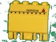 LEGO onderdeel Panel 2 x 4 x 3 1/3 with Double Locking 2 Fingers Hinge with 'OPEN' and Red Warning Triangle Pattern (Sticker) - Sets 7774 / 7775 (44572pb003)