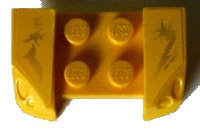LEGO part Vehicle, Mudguard 2 x 4 with Headlights Overhang with Black Dirt on Yellow Background Pattern on Both Sides (Stickers) - Set 8134 44674pb16