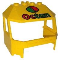 LEGO onderdeel Windscreen 4 x 6 x 4 Cab with Hinge and 1 x 4 Bottom Cutout and Octan Logo Pattern 45406pb001