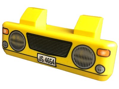 LEGO part Vehicle, Grille 2 x 6 with 2 Technic Pins with 'JS 4654' and Headlights Pattern (45409pb01)