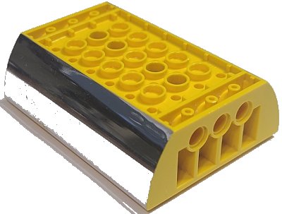 LEGO onderdeel Slope, Curved 6 x 8 x 2 Inverted Double with Chrome Silver Sides Pattern (45410pb01)