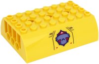 LEGO part Slope, Curved 6 x 8 x 2 Double with Hammerhead Shark Head, Black Lines and Red Arrows Pattern on Both Sides (Stickers) - Set 60265 45411pb14
