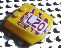 LEGO part Wedge 4 x 4 x 2/3 Triple Curved with Dark Red 'L.20' Pattern (Sticker) - Set 8113 45677pb024