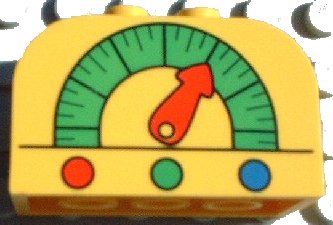 LEGO part Slope, Curved 4 x 2 x 2 Double with 4 Studs with Gas Gauge Pattern (4744pb02)