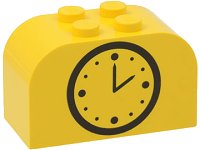 LEGO part Slope, Curved 4 x 2 x 2 Double with 4 Studs with Black Clock Face Pattern 4744pb15