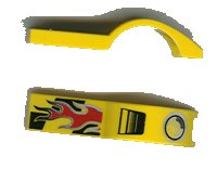 LEGO part Vehicle, Mudguard 1 x 4 1/2 with Flame and Headlight Pattern 50947pb001
