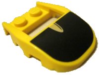 LEGO part Wedge 4 x 3 Cut Back with Cutout, 2 Studs with Black and Silver Pattern 50948pb02