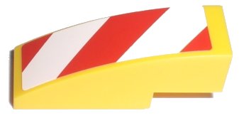 LEGO part Slope, Curved 3 x 1 with Red and White Danger Stripes Pattern Model Left Side (Sticker) - Sets 7208 / 7630 / 7633 / 7936 (50950pb009l)