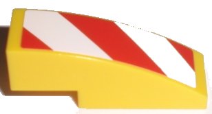 LEGO onderdeel Slope, Curved 3 x 1 with Red and White Danger Stripes Pattern Model Right Side (Sticker) - Sets 7208 / 7630 / 7633 / 7936 (50950pb009R)