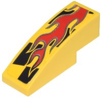 LEGO part Slope, Curved 3 x 1 with Red Flames on Black and Yellow Pattern Model Left Side (Sticker) - Set 8644 50950pb027L