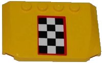 LEGO onderdeel Wedge 4 x 6 x 2/3 Triple Curved with Checkered Flag with Red Outline Pattern (Sticker) - Set 4643 52031pb039