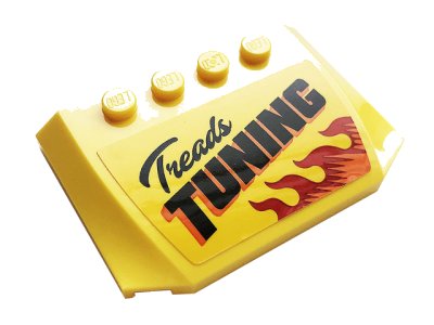 LEGO onderdeel Wedge 4 x 6 x 2/3 Triple Curved with 'Treads TUNING' and Flames Pattern (Sticker) - Set 60258 (52031pb162)