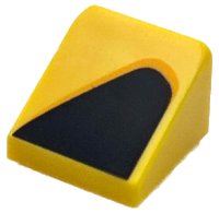LEGO part Slope 30 1 x 1 x 2/3 with Black and Bright Light Orange Curved Triangle / Vent Pattern Model Left Side 54200pb121L
