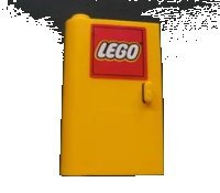 LEGO part Door 1 x 3 x 4 Left - Open Between Top and Bottom Hinge with Lego Logo Pattern (Sticker) - Set 3221 58381pb01