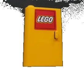 LEGO onderdeel Door 1 x 3 x 4 Left - Open Between Top and Bottom Hinge with Lego Logo Pattern (Sticker) - Set 3221 (58381pb01)