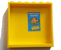 LEGO part Panel 1 x 6 x 5 with 'SPRINGFIELD SEAFOOD' and '50% MORE FISH EYES' Pattern on Inside (Sticker) - Set 71016 59349pb142