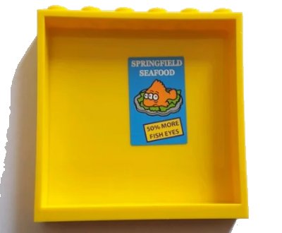 LEGO onderdeel Panel 1 x 6 x 5 with 'SPRINGFIELD SEAFOOD' and '50% MORE FISH EYES' Pattern on Inside (Sticker) - Set 71016 (59349pb142)