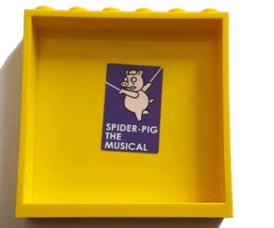 LEGO onderdeel Panel 1 x 6 x 5 with 'SPIDER-PIG THE MUSICAL' and Pig Pattern on Inside (Sticker) - Set 71016 (59349pb145)