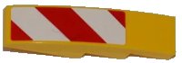 LEGO part Slope, Curved 4 x 1 with Large Red and White Danger Stripes Pattern (Small Red Corners) Model Right Side (Sticker) - Set 7746 61678pb032R