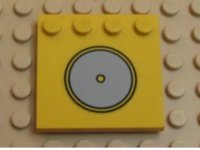 LEGO onderdeel Tile, Modified 4 x 4 with Studs on Edge with Light Gray Circle / Stove Plate Pattern (Sticker) - Set 5848 6179pb012