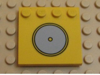 LEGO onderdeel Tile, Modified 4 x 4 with Studs on Edge with Light Gray Circle / Stove Plate Pattern (Sticker) - Set 5848 (6179pb012)